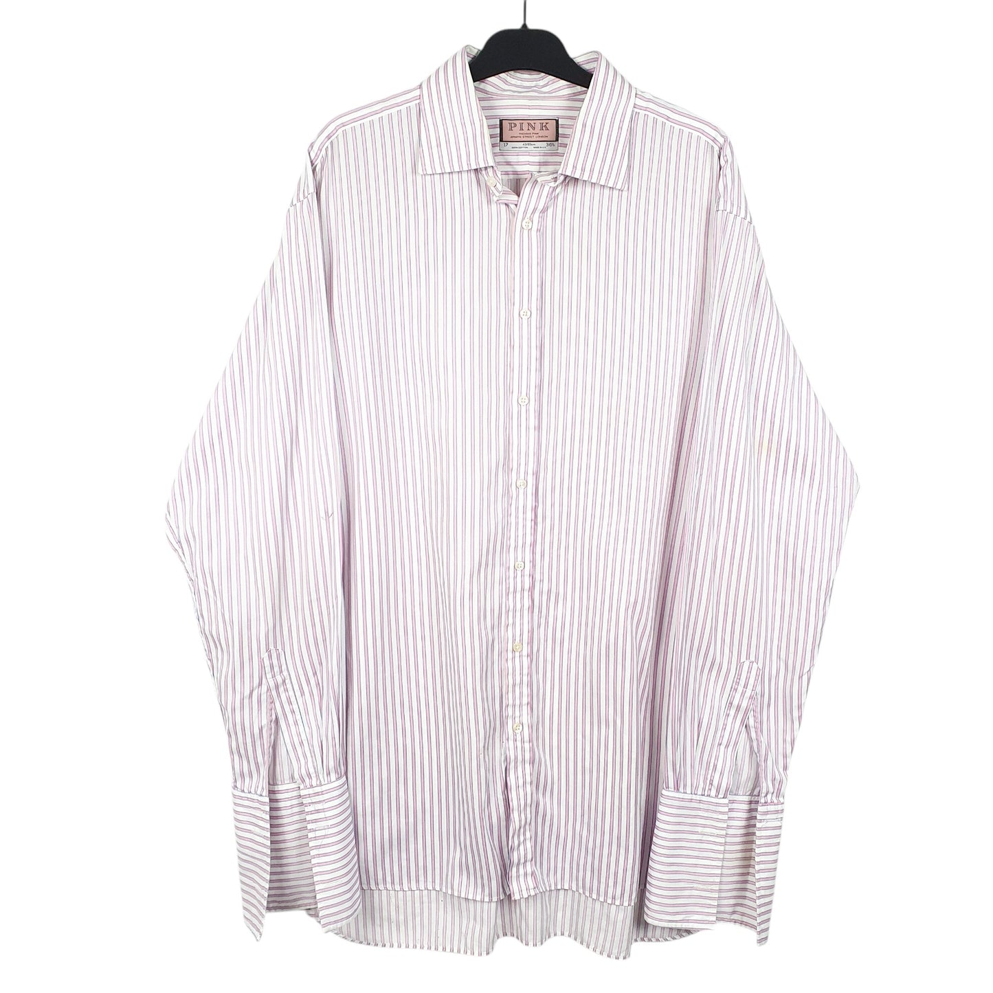 Mens White Pink Jermyn Street London Long Sleeve Shirt