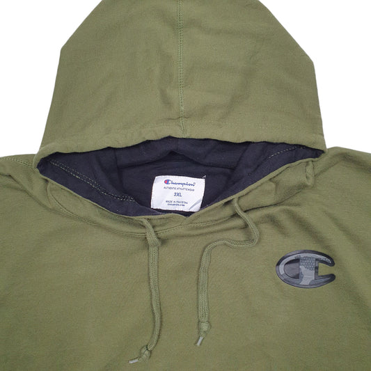 Mens Green Champion Spellout Hoodie Jumper