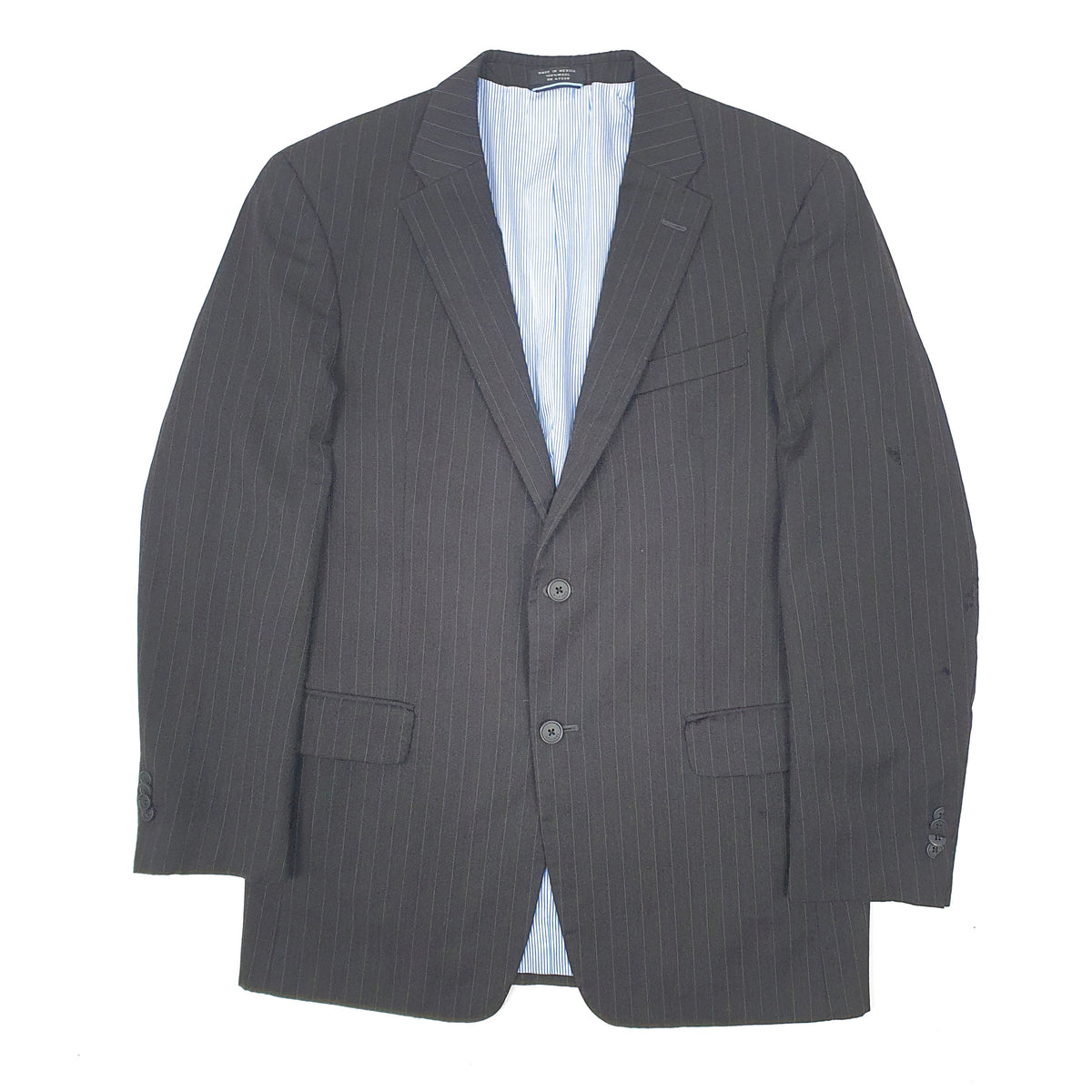 Mens Black Tommy Hilfiger Pinstripe  Coat