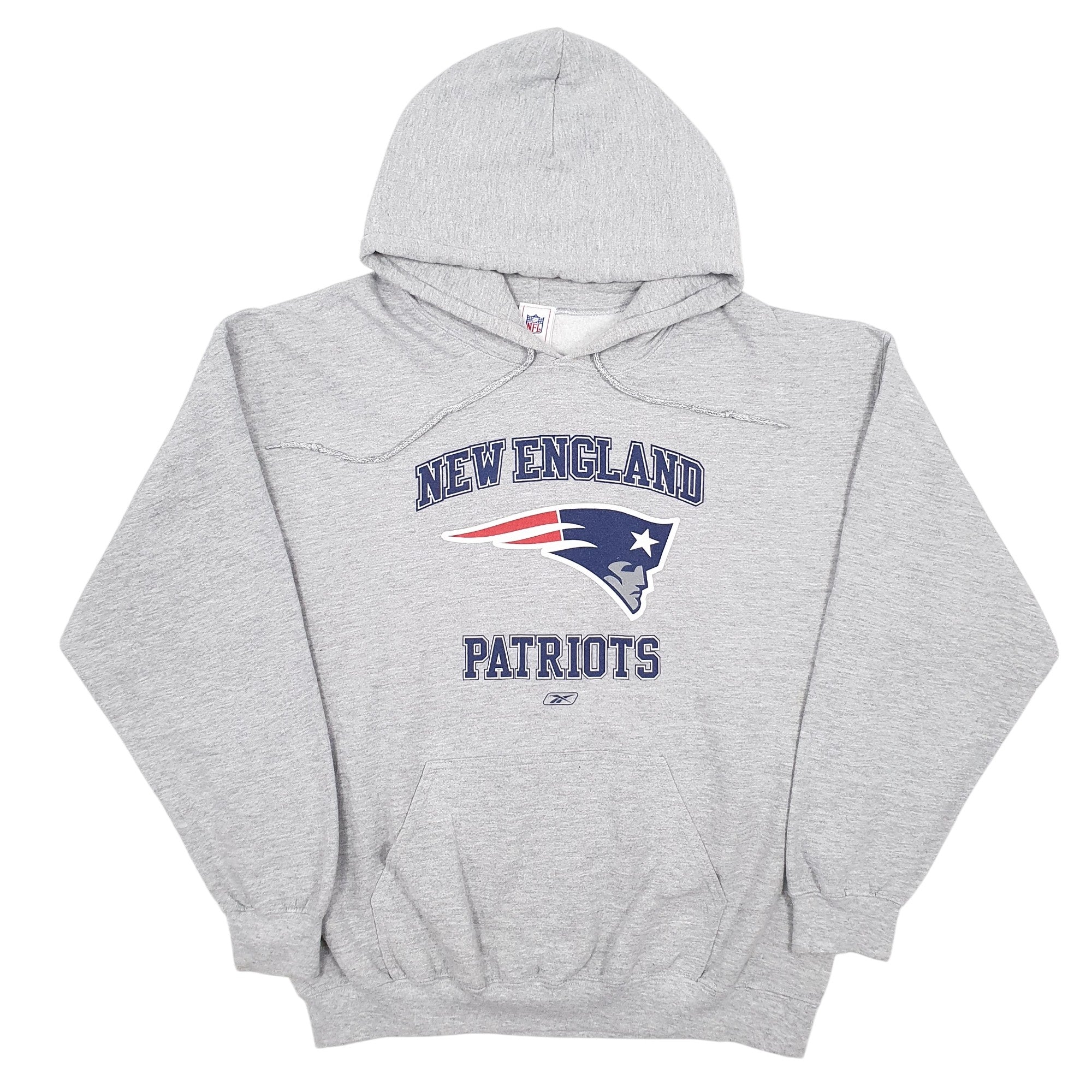 Mens Reebok Grey Hoodie NFL New England Patriots Jumper XL Bundl Clothing