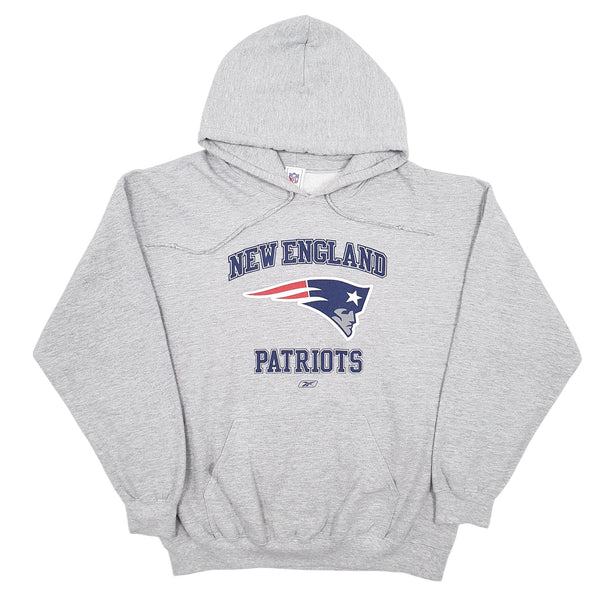 Mens Reebok Grey Hoodie NFL New England Patriots Jumper XL – Bundl