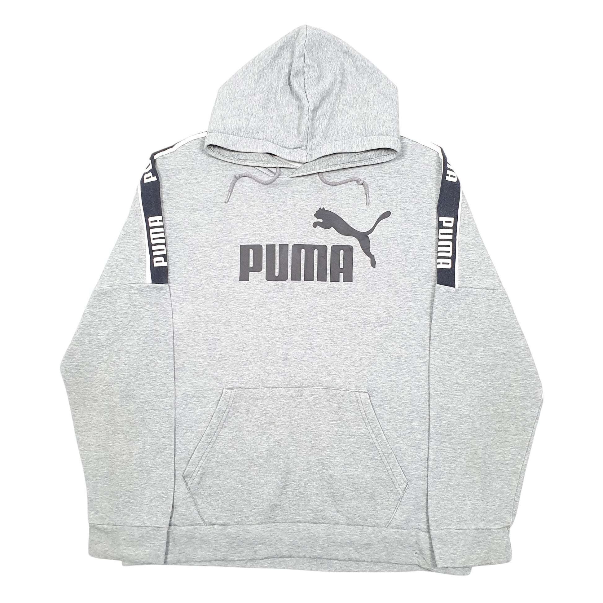 Mens Grey Puma Spellout Hoodie Jumper