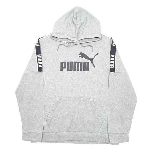 Mens Grey Puma Spellout Hoodie Jumper