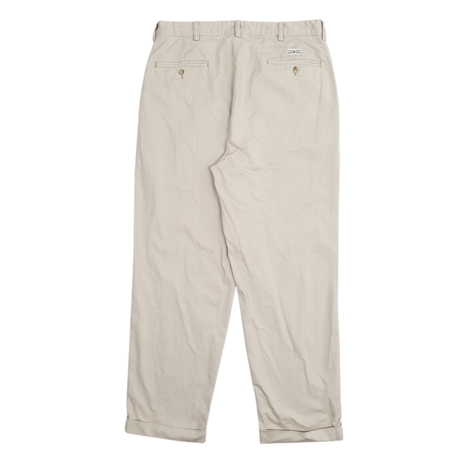 Mens Cream Polo Ralph Lauren Double Pleated Chino Trousers