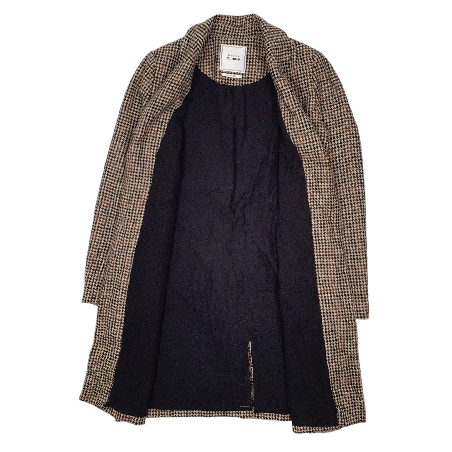 Mens Brown Pimkie Dogtooth Trench Longline Overcoat  Coat