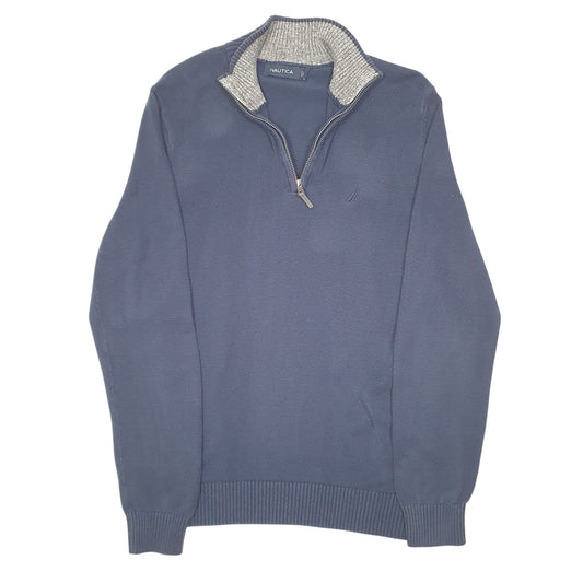 Mens Navy Nautica Knit Quarter Zip Jumper