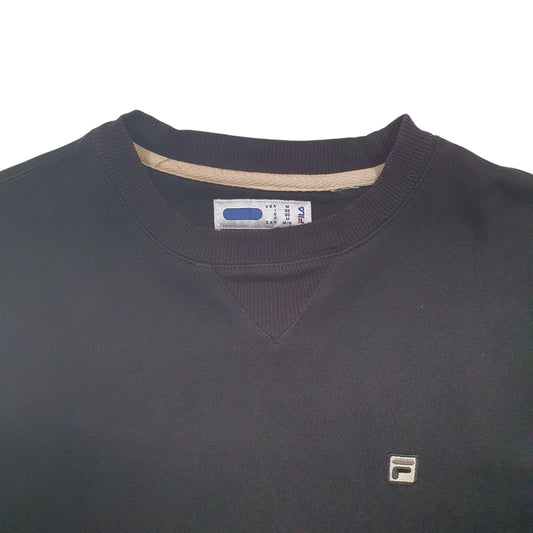 Mens Black Fila  Crewneck Jumper