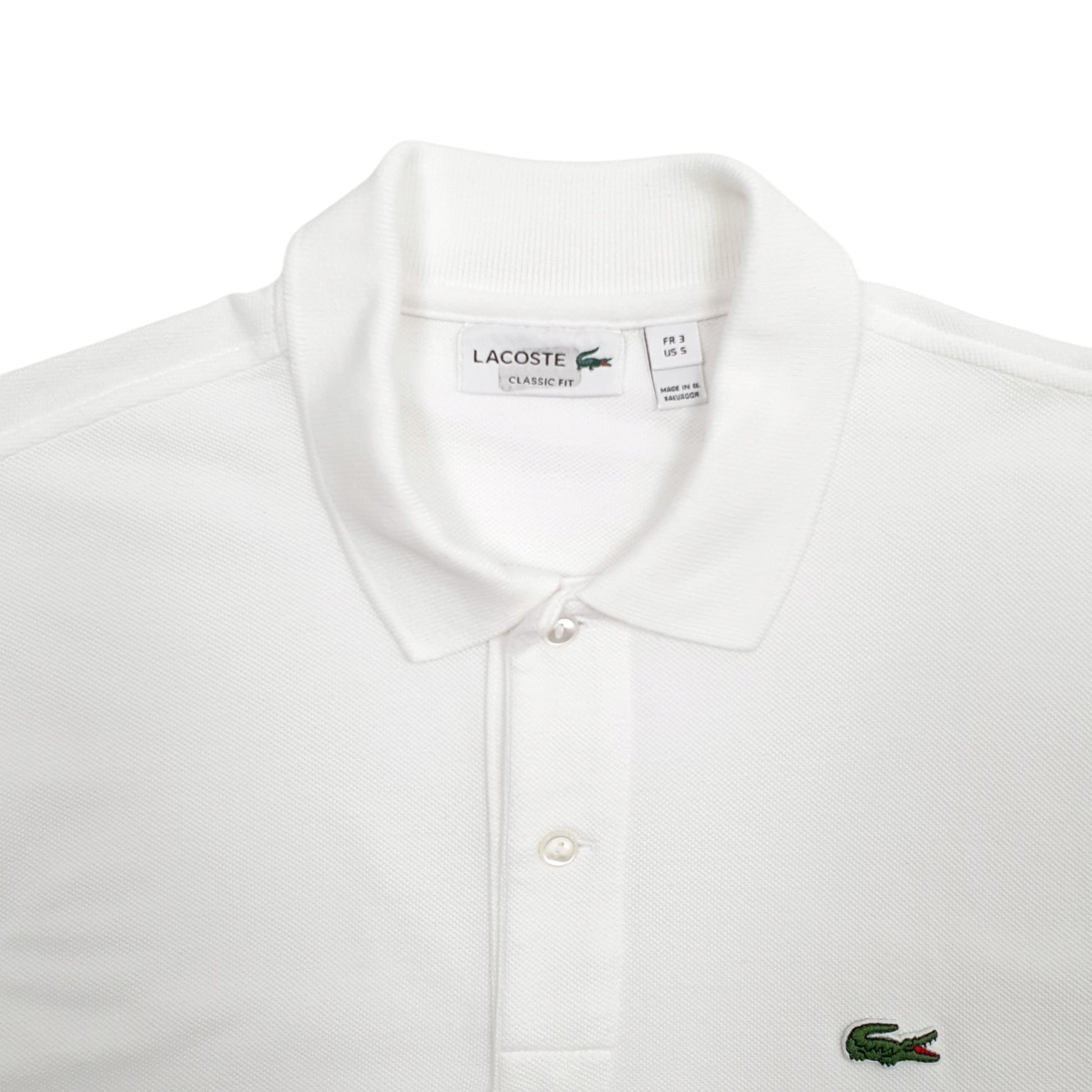 Mens White Lacoste  Short Sleeve Polo Shirt