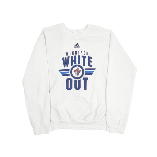 Mens White Adidas NHL Winnipeg White Out Crewneck Jumper