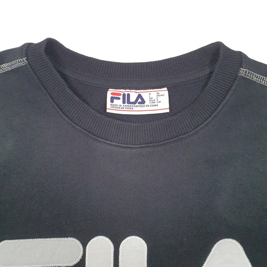 Mens Black Fila Spellout Crewneck Jumper