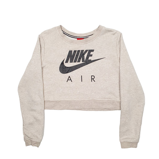 Womens Beige Nike Crop Top Crewneck Jumper