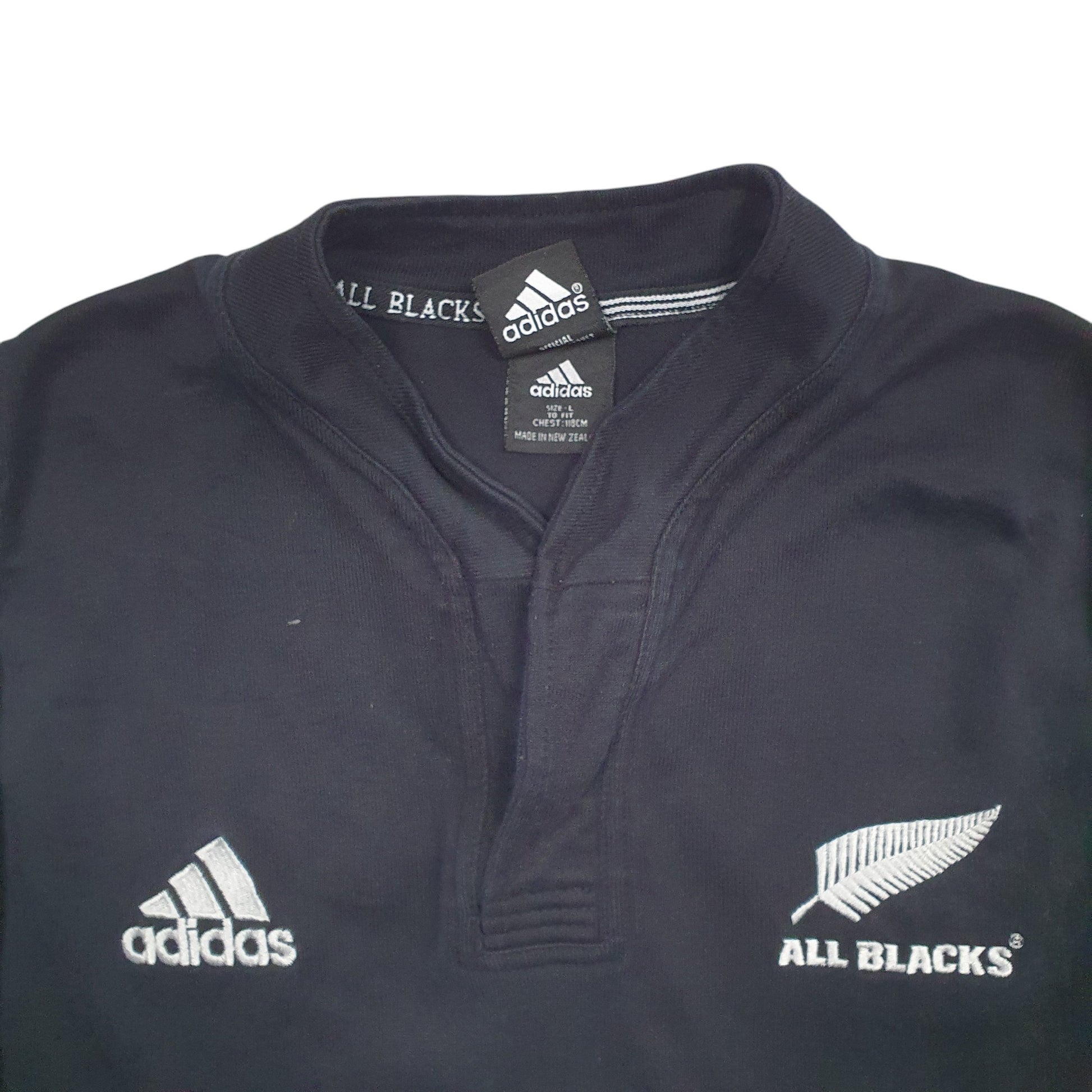 Mens Black Adidas All Black's Rugby Kiwi New Zealand Long Sleeve Shirt