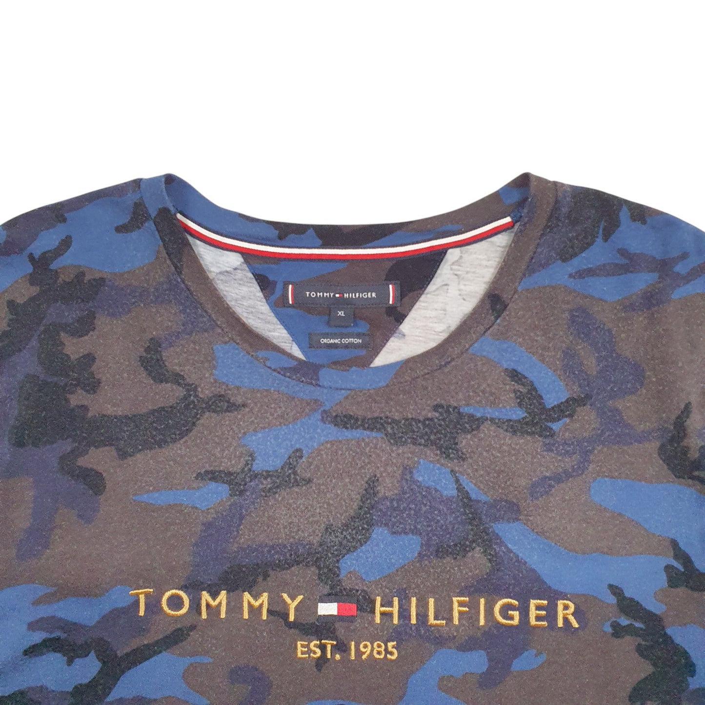 Mens Blue Tommy Hilfiger Spellout Short Sleeve T Shirt