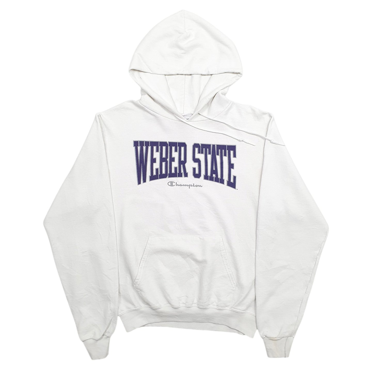 Mens White Champion Weber State Spellout Hoodie Jumper