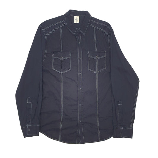 Mens Navy Rustic Blue  Long Sleeve Shirt