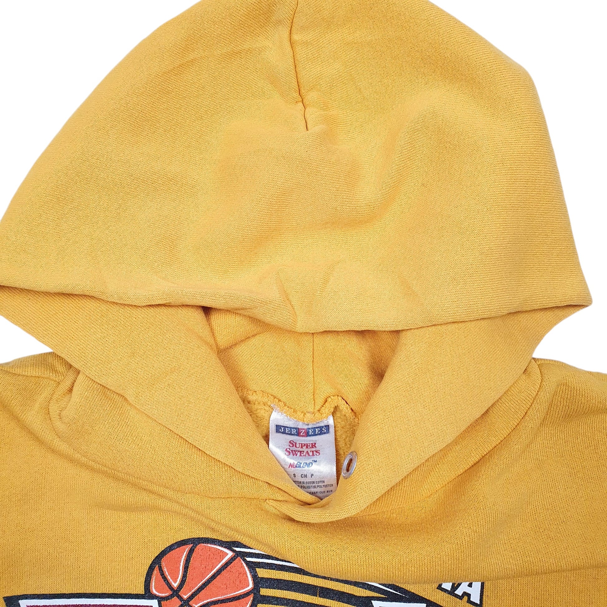 Mens Yellow Jerzees Super Sweats Eagles Basketball USA Hoodie Jumper