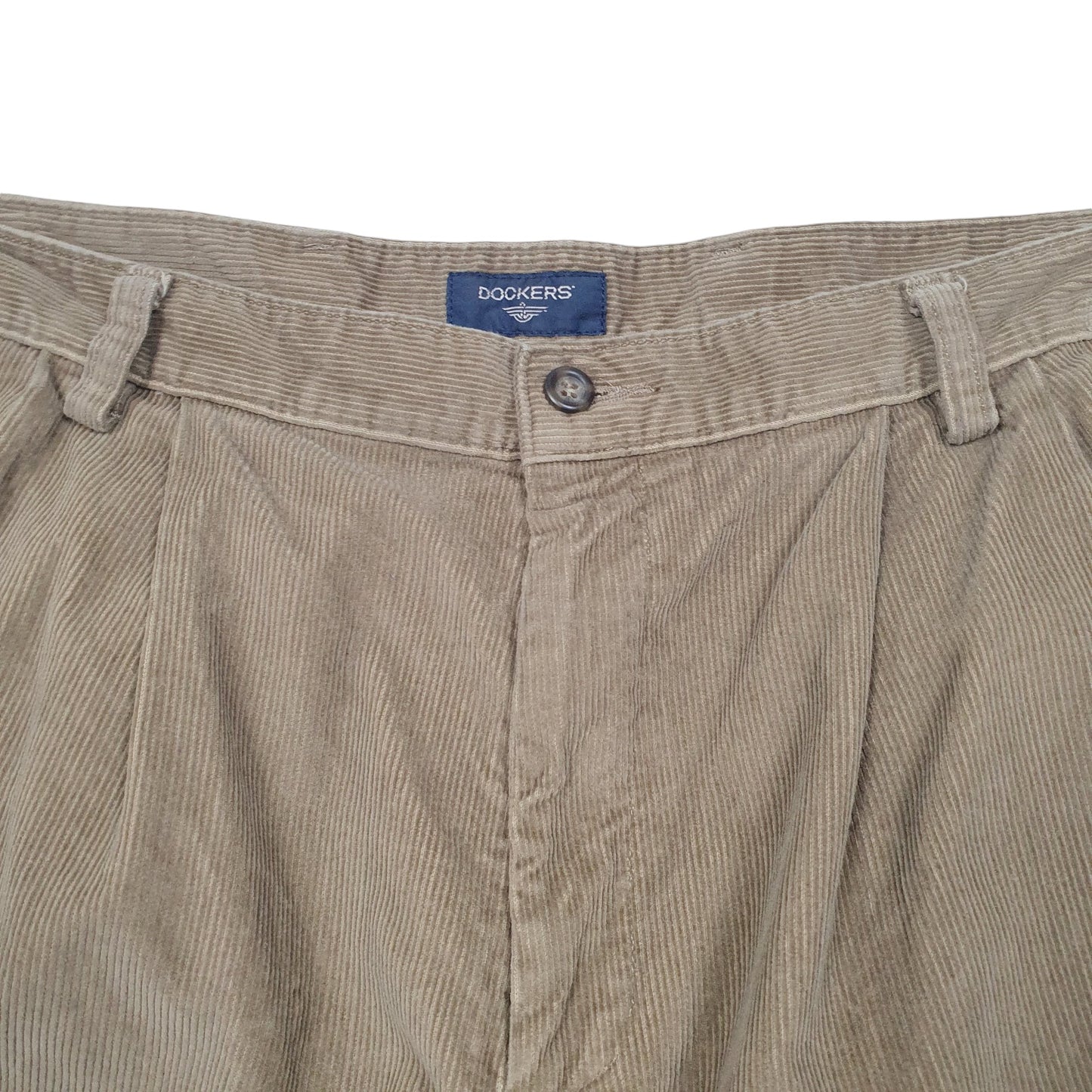 Mens Tan Dockers Relaxed Double Pleated Cords Corduroy Trousers
