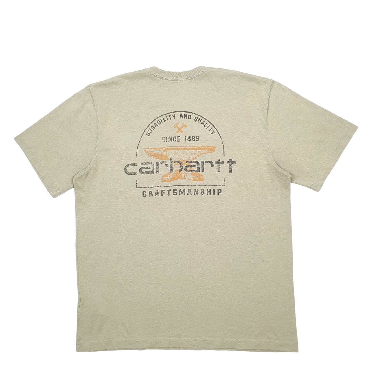 Mens Green Carhartt Spellout Short Sleeve T Shirt