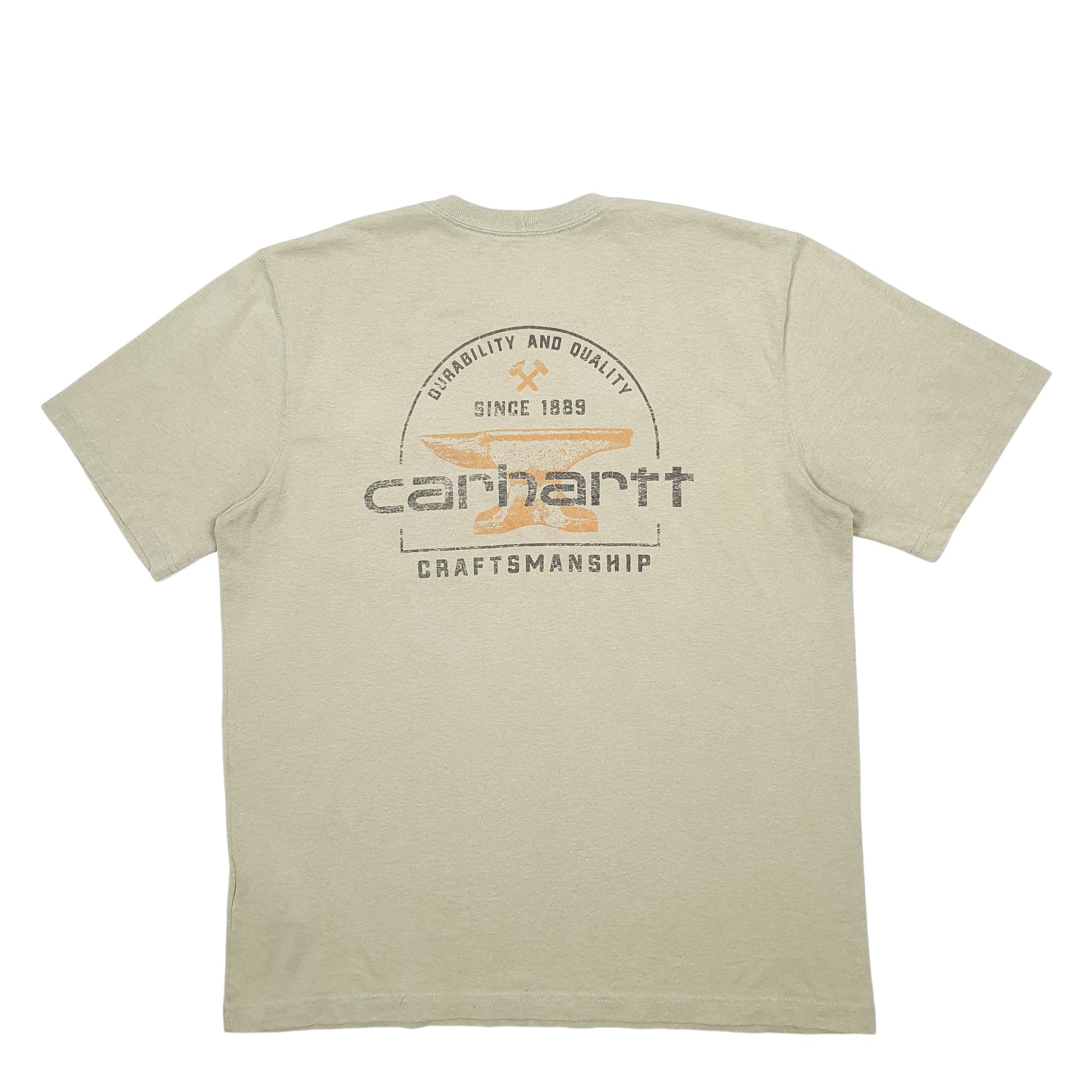 Mens Green Carhartt Spellout Short Sleeve T Shirt