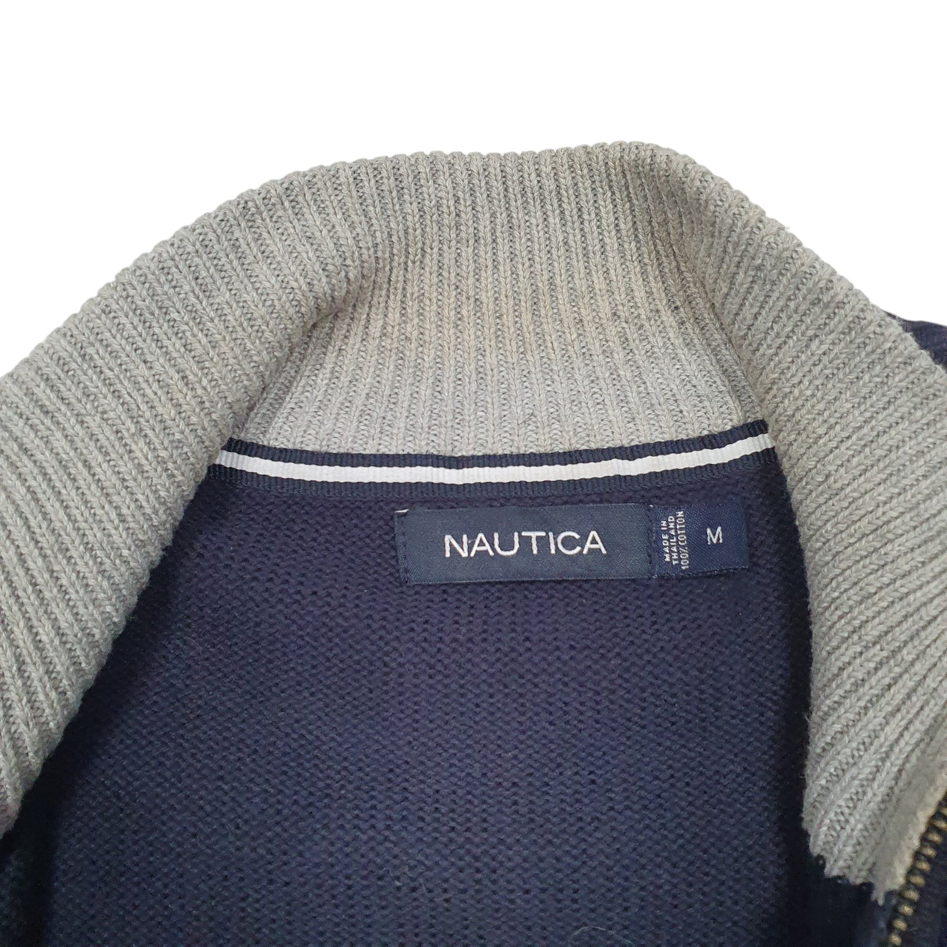 Mens Navy Nautica Knit Sweater Cardigan Full Zip Jumper