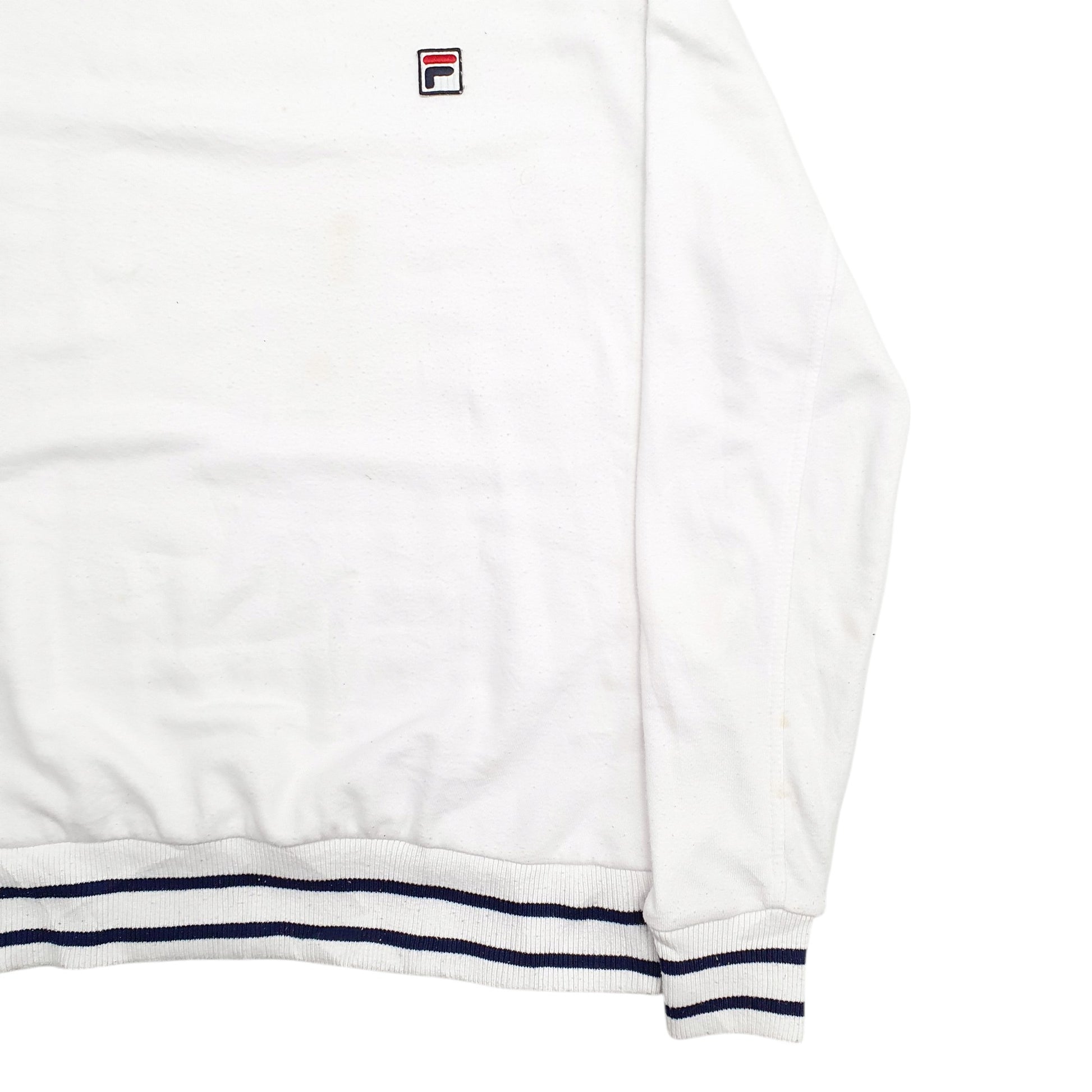 Mens White Fila  Crewneck Jumper