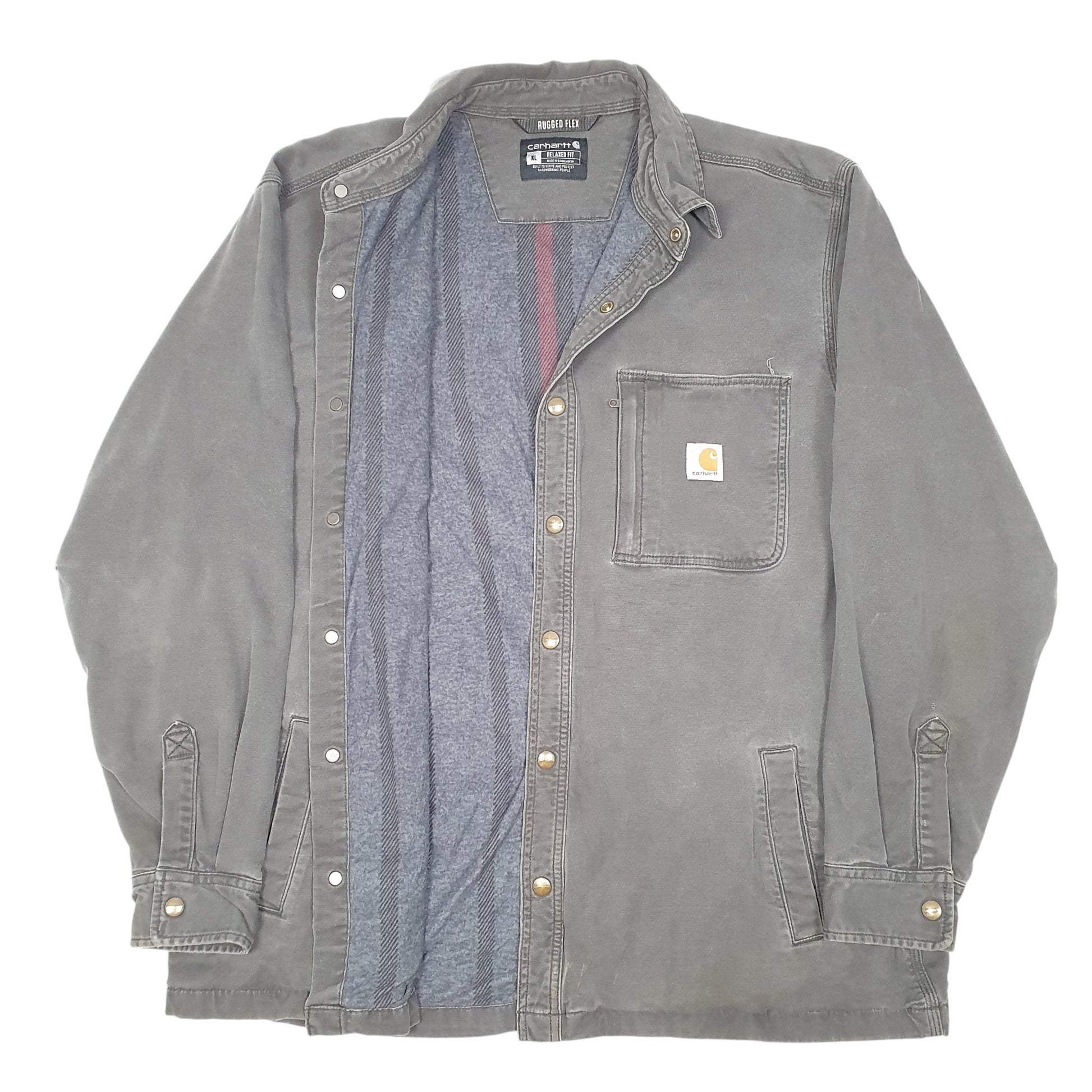 Mens Grey Carhartt Overshirt Shacket Lined Rugged Flex  Coat