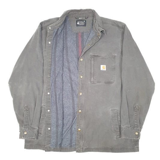 Mens Grey Carhartt Overshirt Shacket Lined Rugged Flex  Coat
