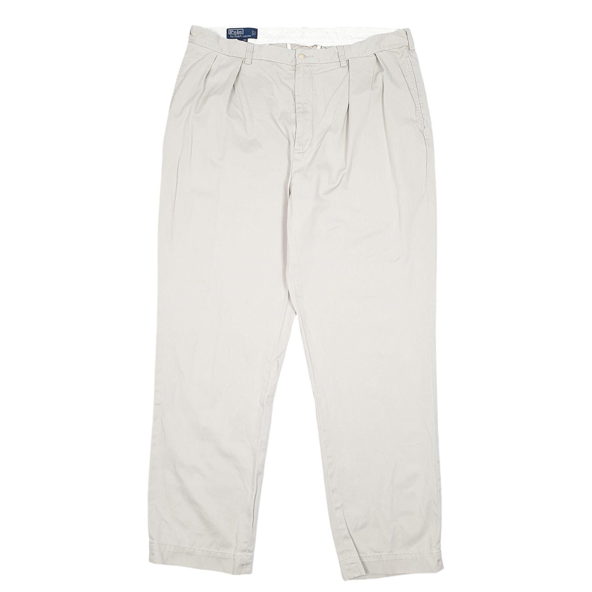 Mens Beige Polo Ralph Lauren Vintage 90s Andrew Pant Double Pleated Chino Trousers