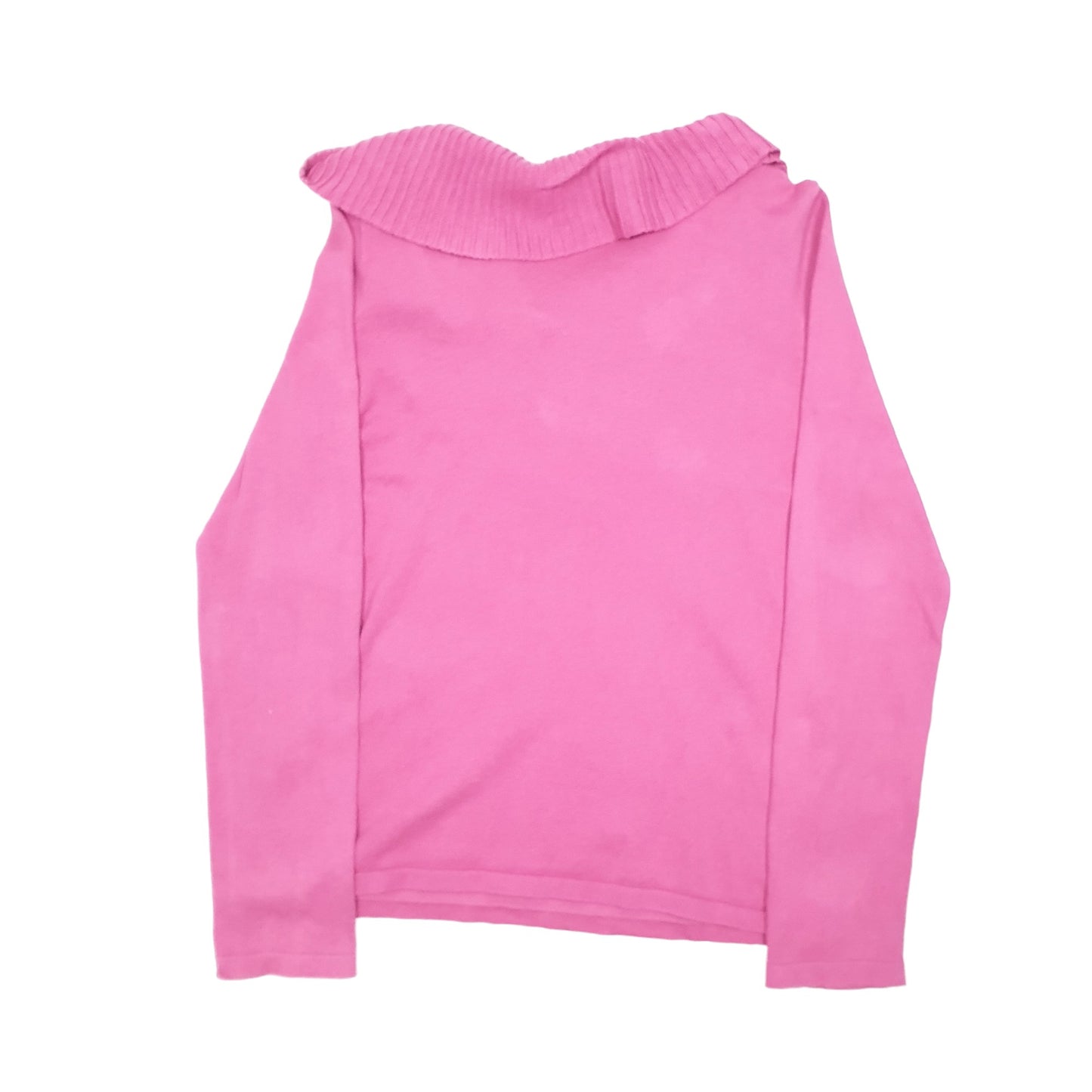 Womens Pink Chaps Knit Frill Collar Top Crewneck Jumper