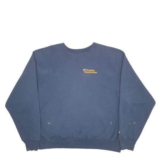 Mens Navy Champion McSqeeney Construction Spellout Crewneck Jumper