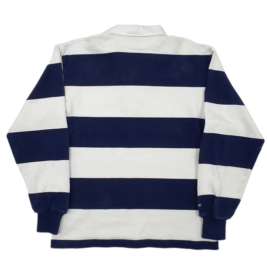 Mens White Barbarian Rugby Long Sleeve Polo Shirt