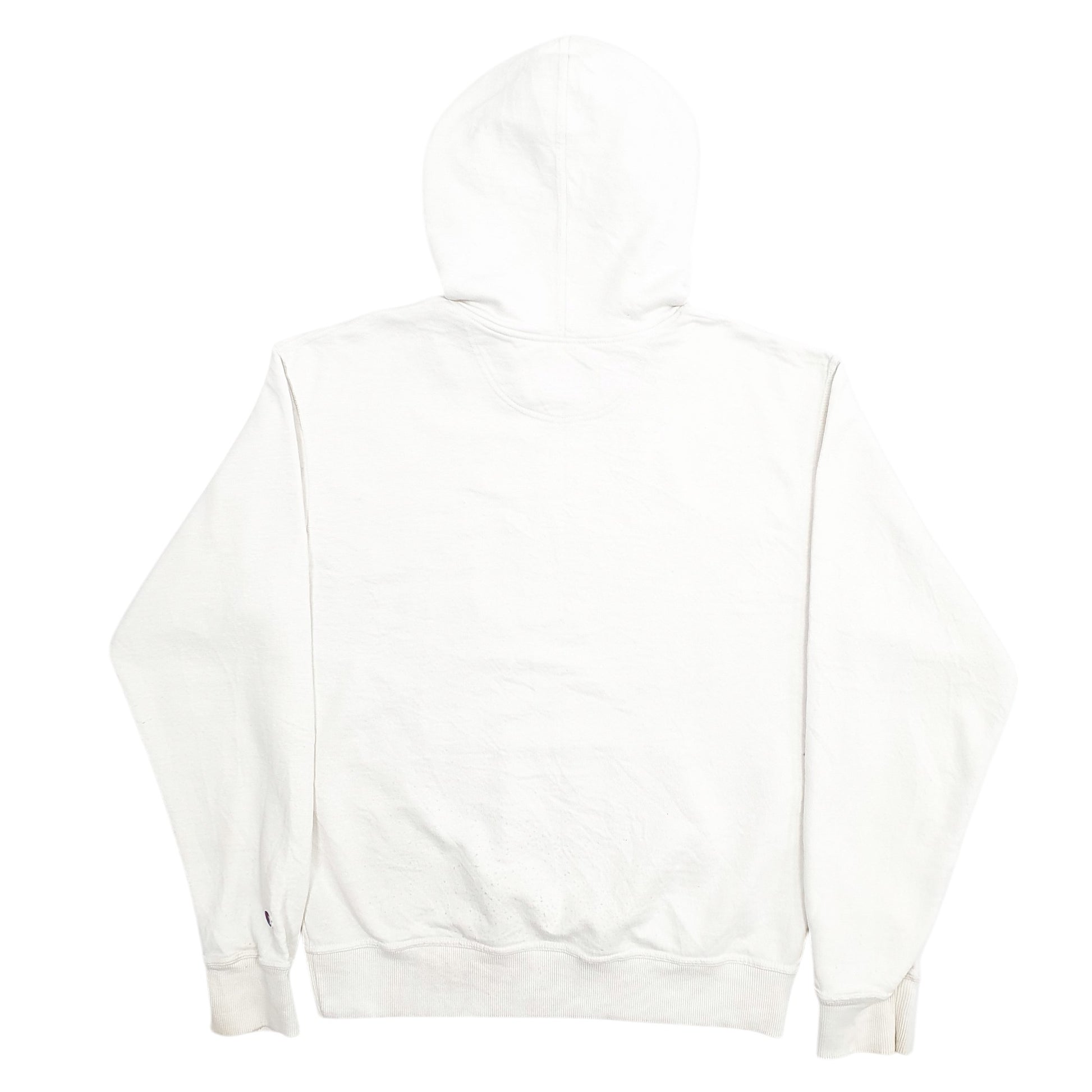 Mens White Champion Spellout Hoodie Jumper