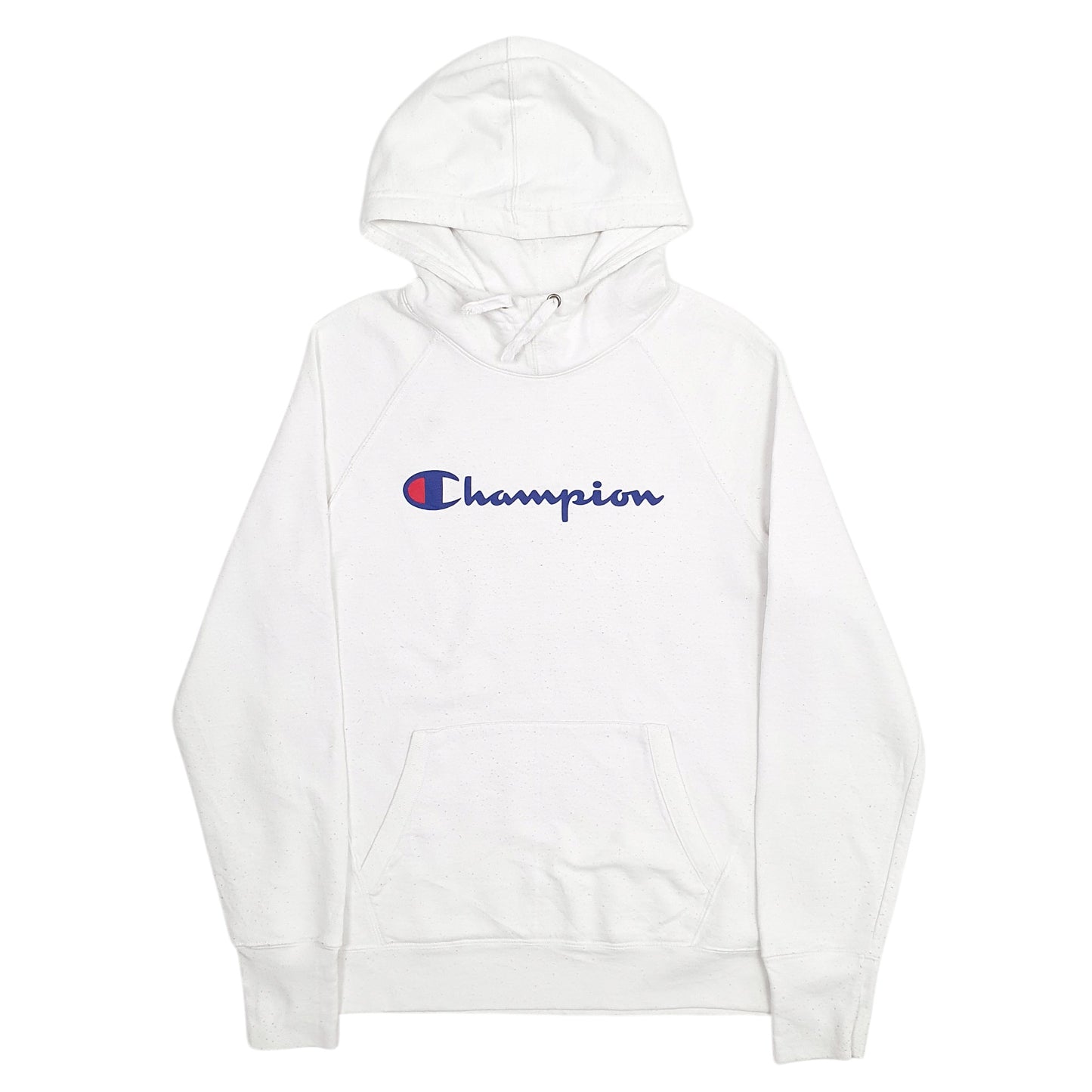 Mens White Champion Spellout Hoodie Jumper