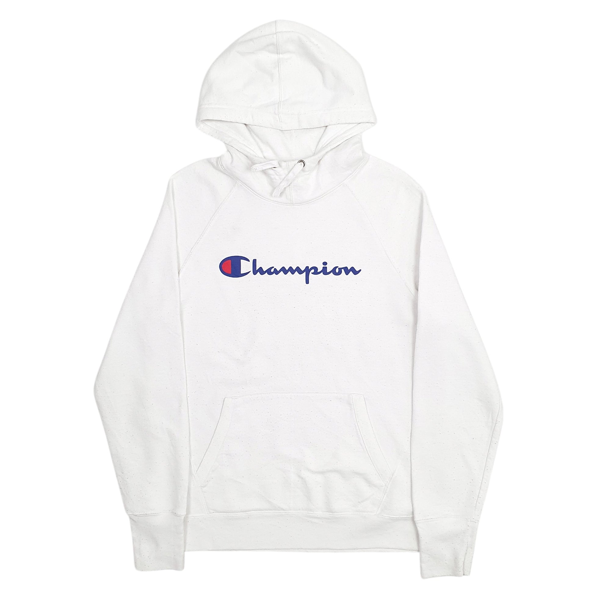 Mens White Champion Spellout Hoodie Jumper