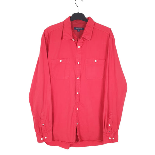 Mens Red Tommy Hilfiger  Long Sleeve Shirt