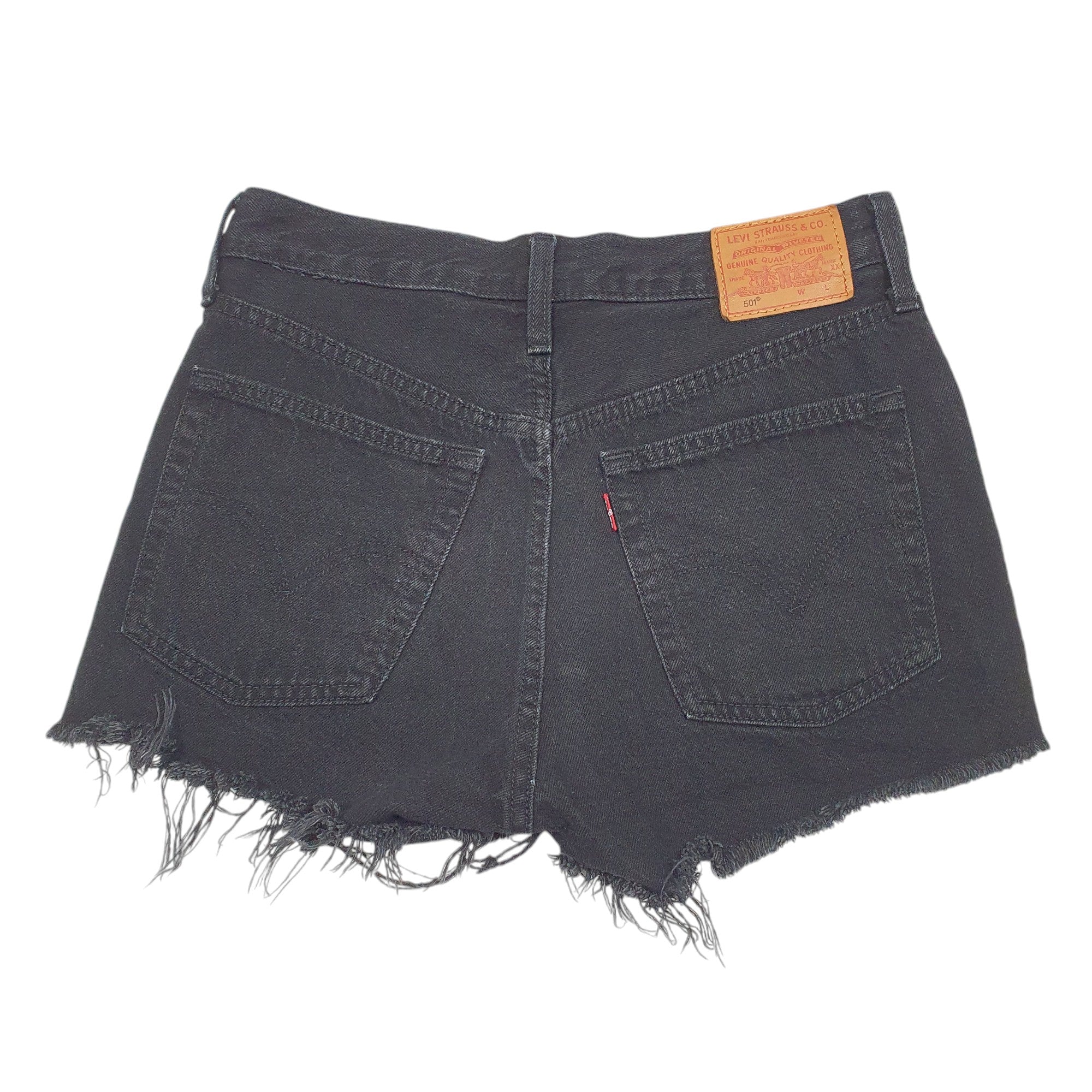 Womens Levis Black Denim 501 Jorts Hot Pants Shorts Bundl Clothing