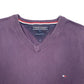 Mens Purple Tommy Hilfiger Knit V Neck Jumper