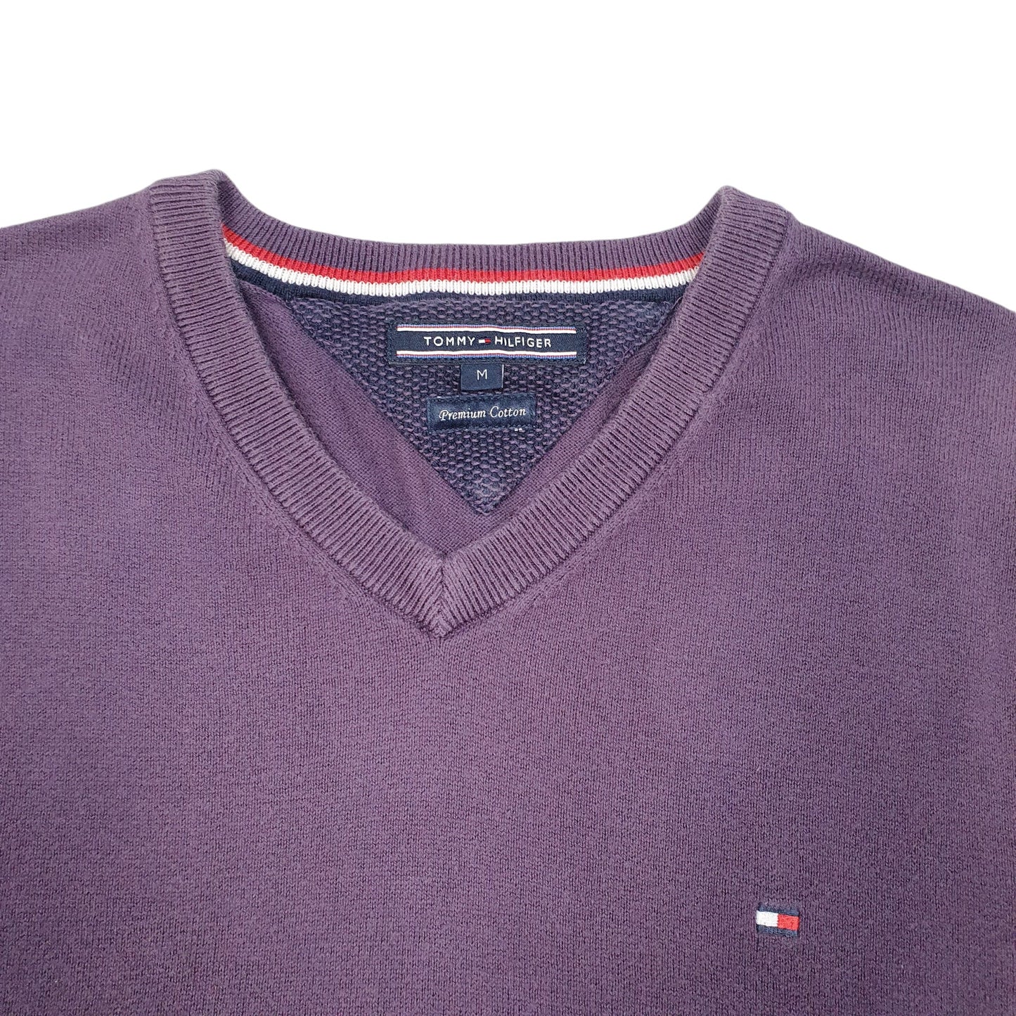 Mens Purple Tommy Hilfiger Knit V Neck Jumper