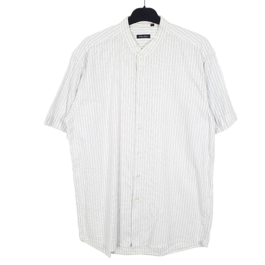 Mens White Polo Sur Grandad Collar Short Sleeve Shirt