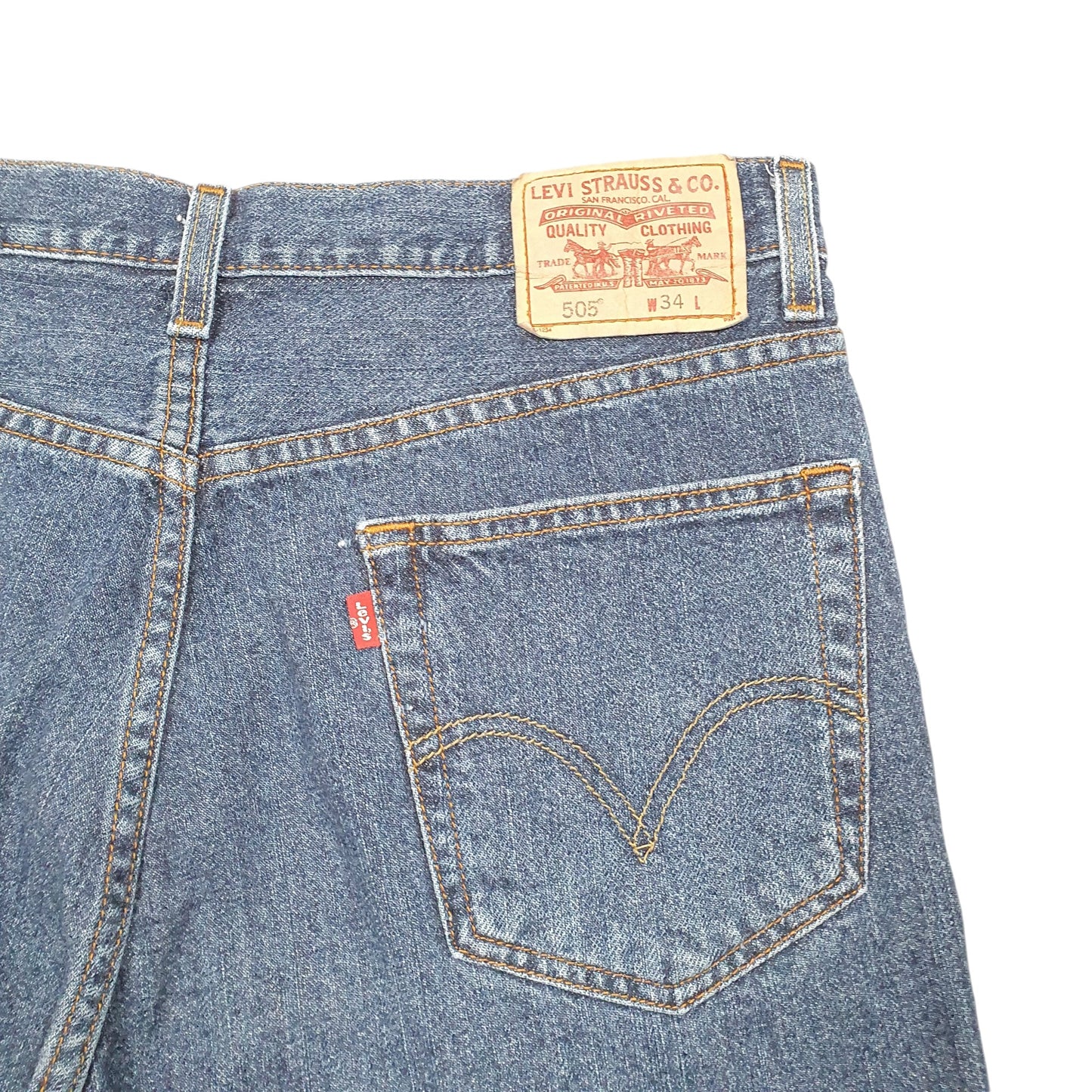 Mens Blue Levis Denim Jeans Jorts 505 Cut Offs Denim Shorts