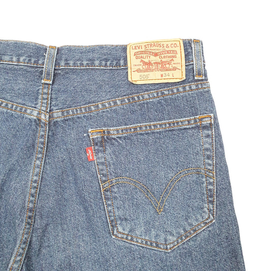 Mens Blue Levis Denim Jeans Jorts 505 Cut Offs Denim Shorts