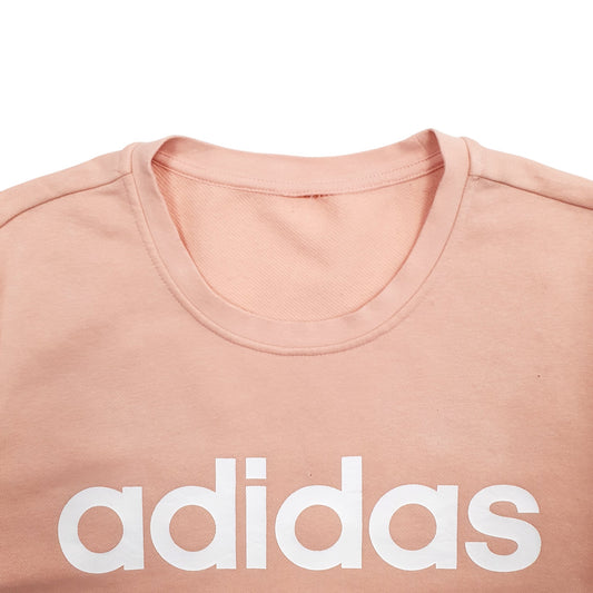 Womens Pink Adidas Spellout Crewneck Jumper