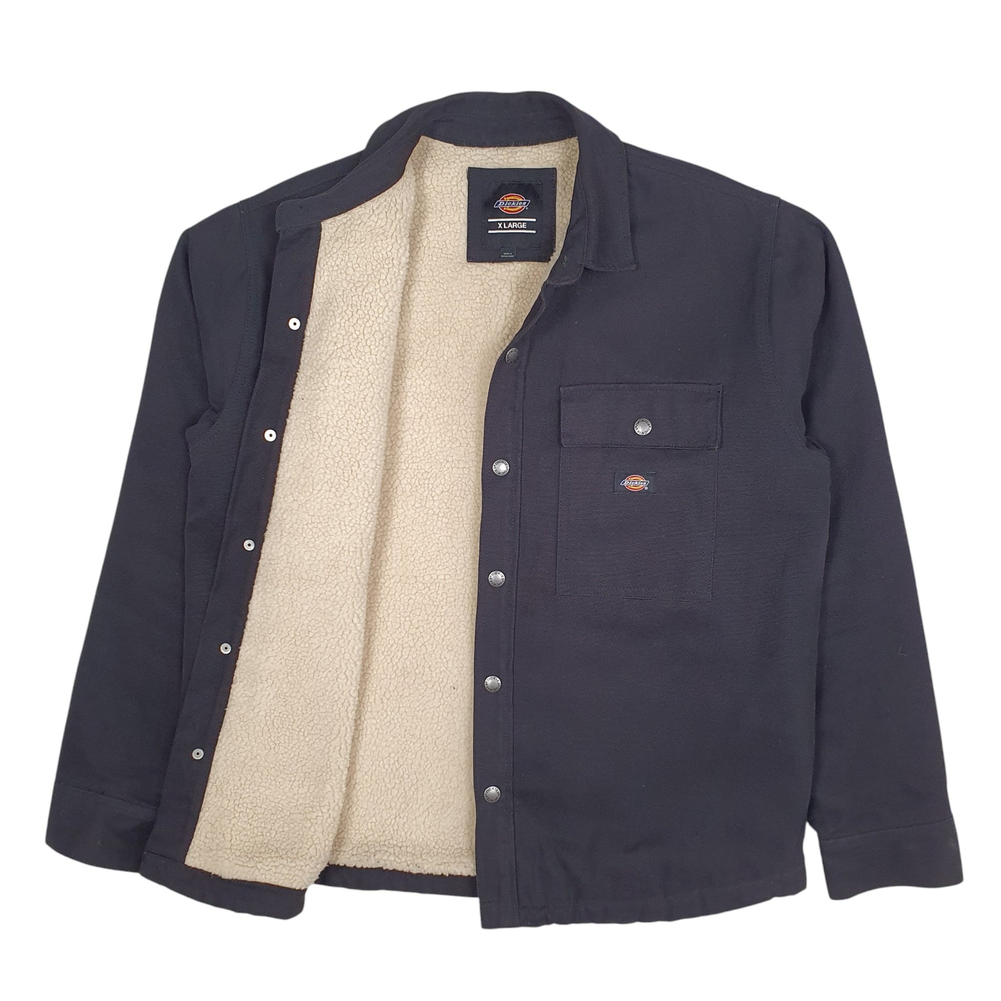 Mens Black Dickies Sherpa Lined Harrington Coach  Coat