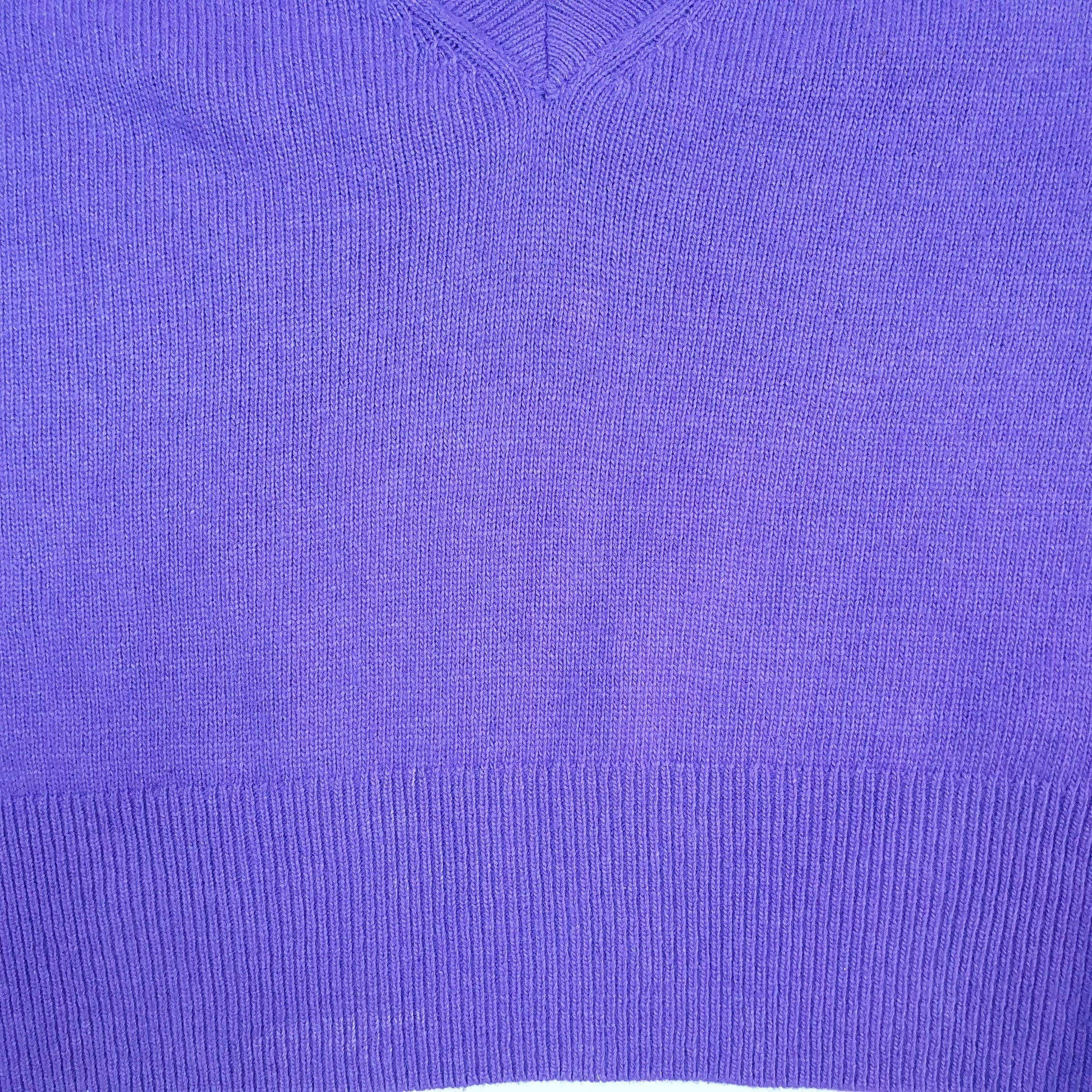 Womens Purple Massimo Dutti Flared Sleeve V Neck Jumper