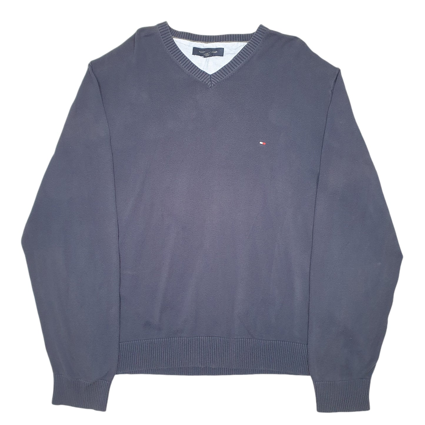 Mens Navy Tommy Hilfiger Knit V Neck Jumper