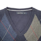 Mens Navy Nautica Knit Sweater Vest Tank Top  Argyle V Neck Jumper