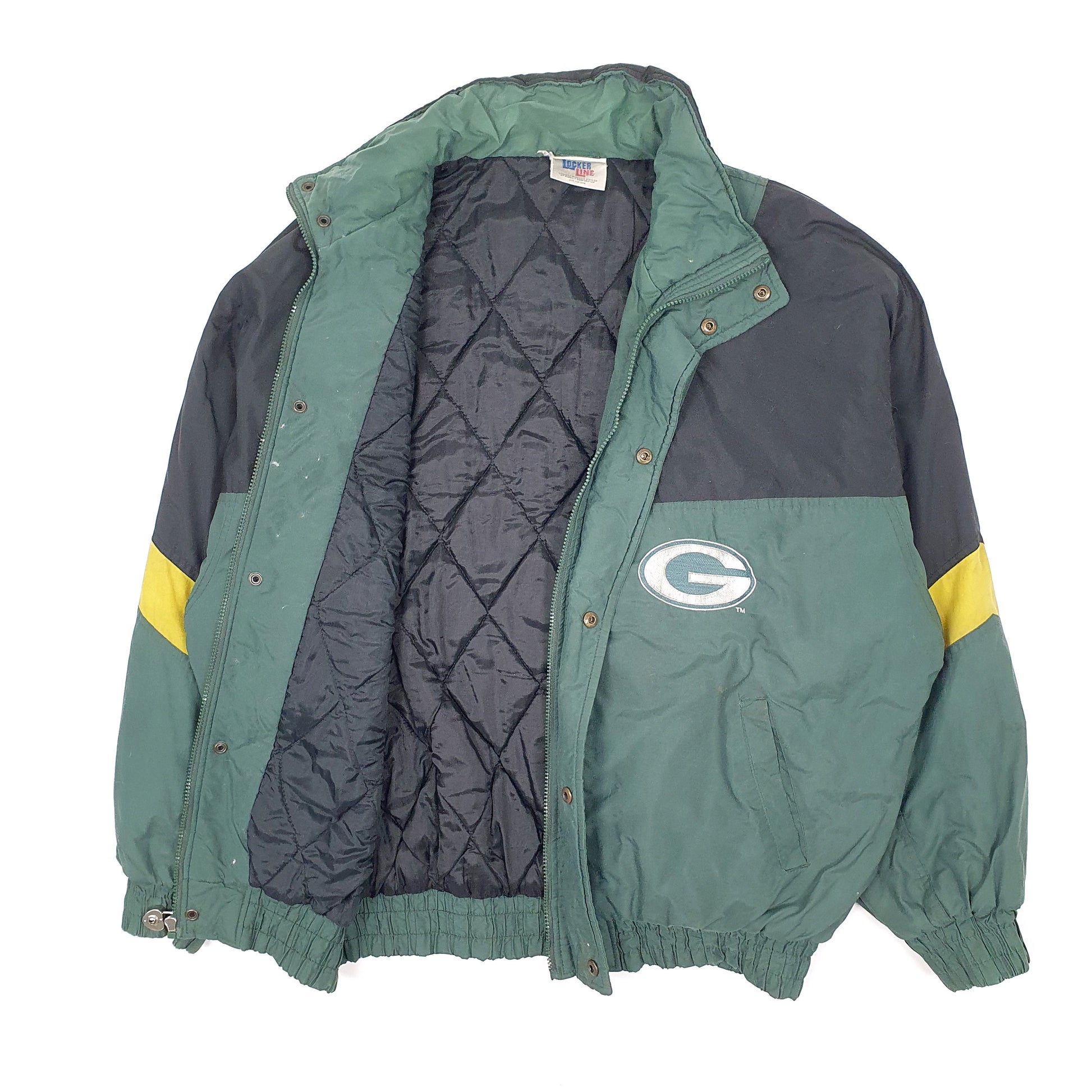 Mens Green NFL Locker Line Green Bay Packers Vintage 1990s  Coat