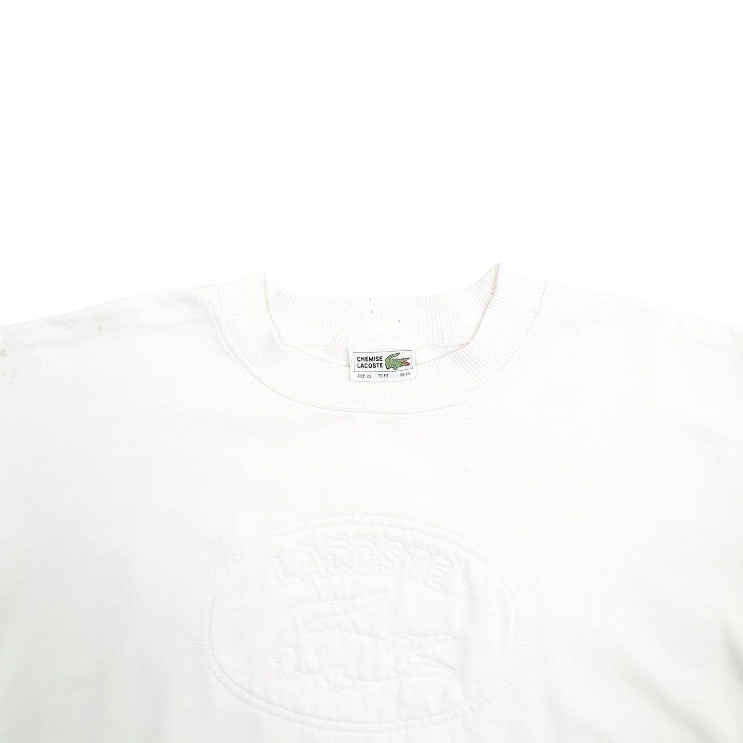 Mens White Lacoste Spellout Crewneck Jumper