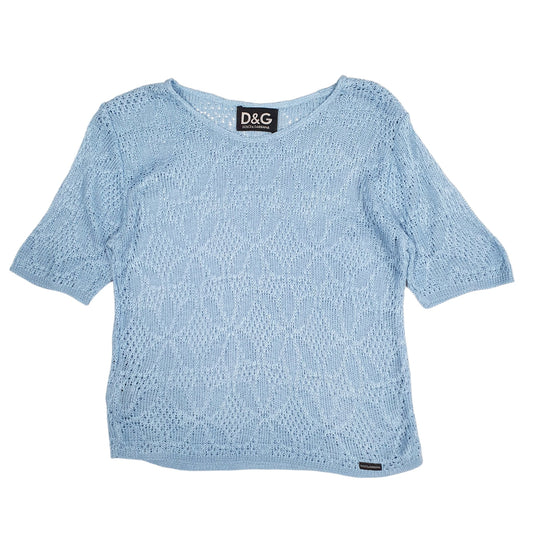 Womens Blue Dolce & Gabbana Knit Blouse Short Sleeve T Shirt