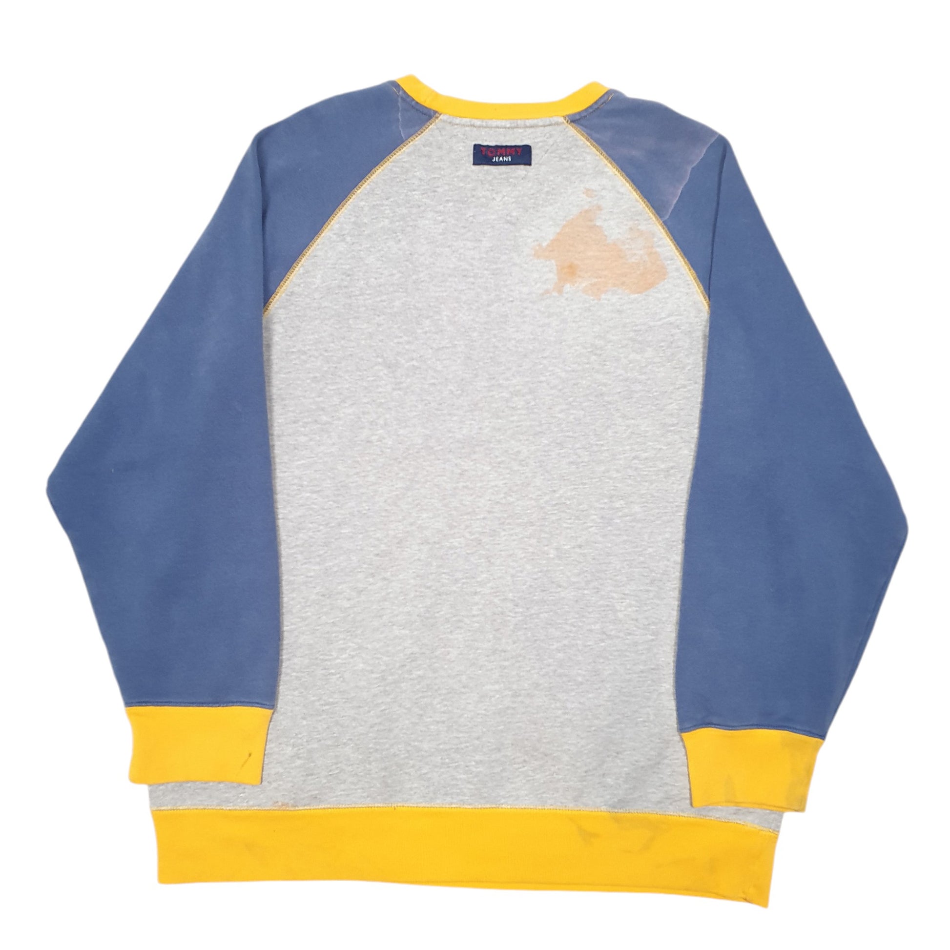 Mens Grey Tommy Hilfiger Spellout Jeans Raglan Crewneck Jumper